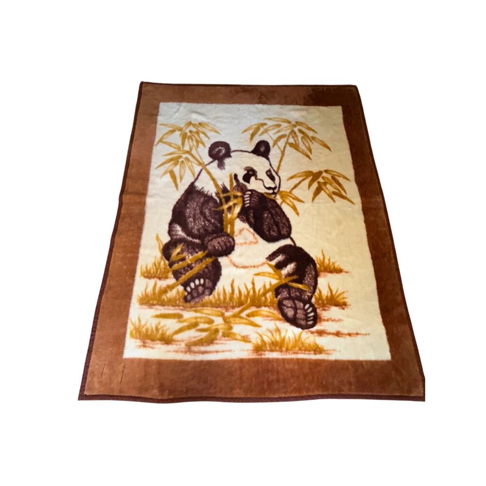 vintage Panda Bear bamboo reversible blanket Korean mink Minky